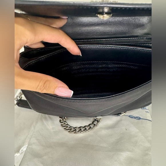 Prada Navy Leather Crossbody Bag with Silver Chain - Picture 7 of 9